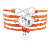 Girls Unicorn Horse Bracelets Animal Heart charms