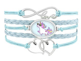 Girls Unicorn Horse Bracelets Animal Heart charms