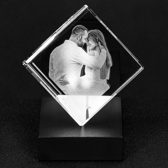 Personalized Custom 3D Holographic Crystal cut corner Cube